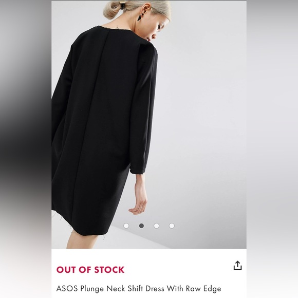 ASOS plunge neck shift dress raw edges NEW - Picture 3 of 3